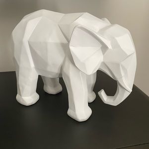 New Geometric White Elephant Figurine